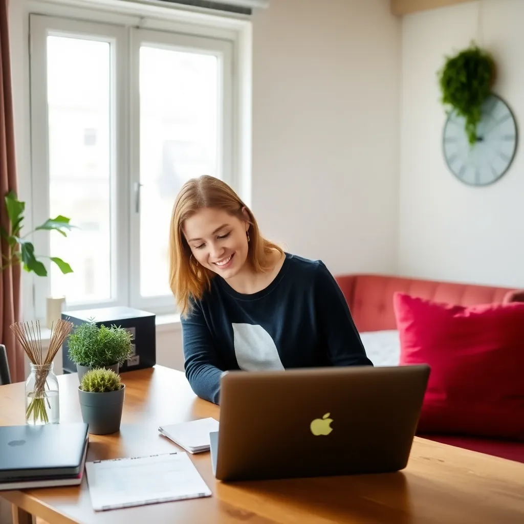 Nederlandse vrouw die verschillende budgetteringsapps vergelijkt op haar tablet en smartphone