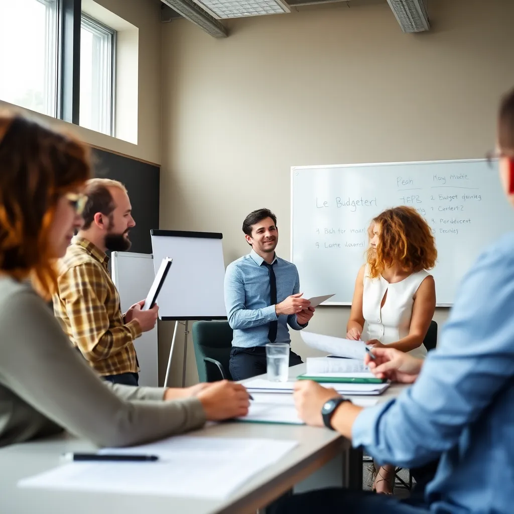 Nederlandse professional die geavanceerde budgetteringstools en spreadsheets gebruikt op een desktop computer