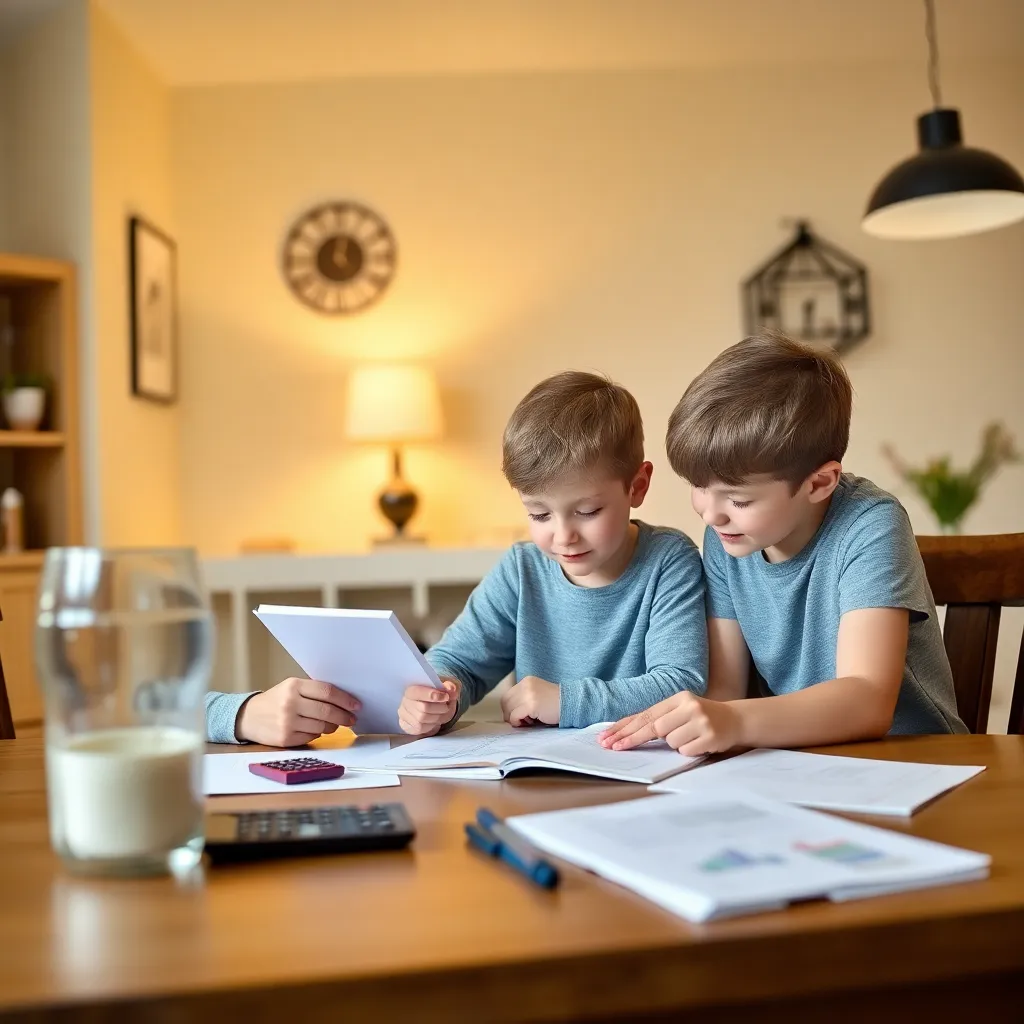 Nederlands gezin bespreekt hun huishoudbudget aan de eettafel